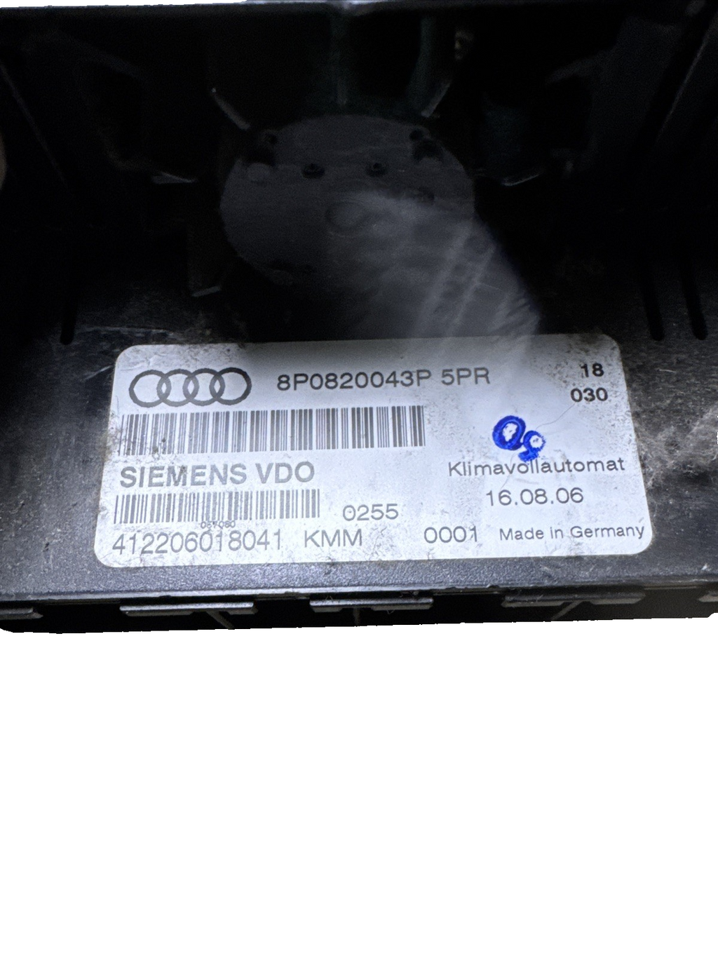 2006 AUDI A3 3DR MK2 8P PRE-FACELIFT CLIMATE CONTROLS PANEL 8P0820043P