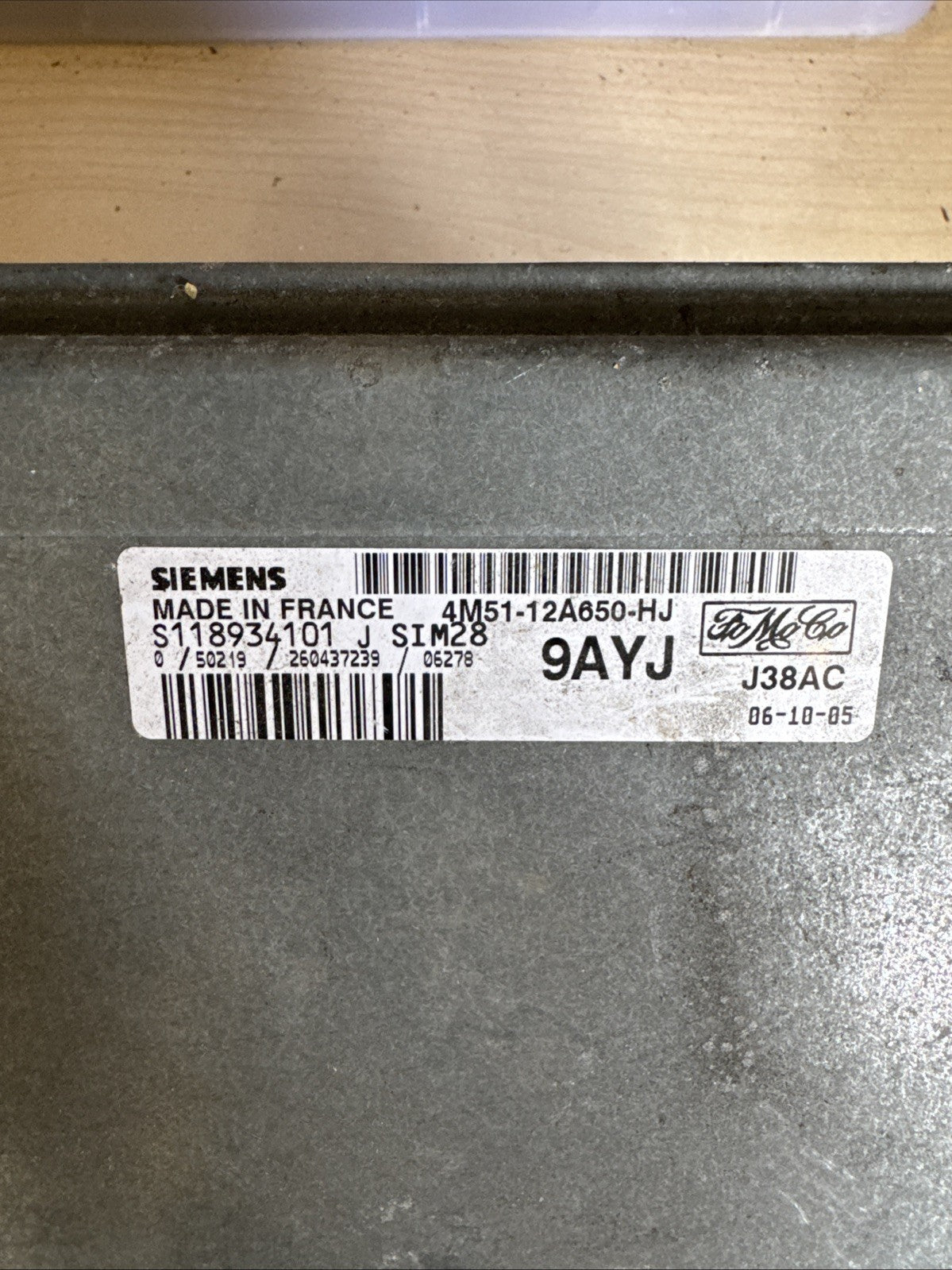 4M51-12A650-HJ Ford Focus C-Max MK2 1.6 Engine ECU 4M5112A650HJ / S118934101 J