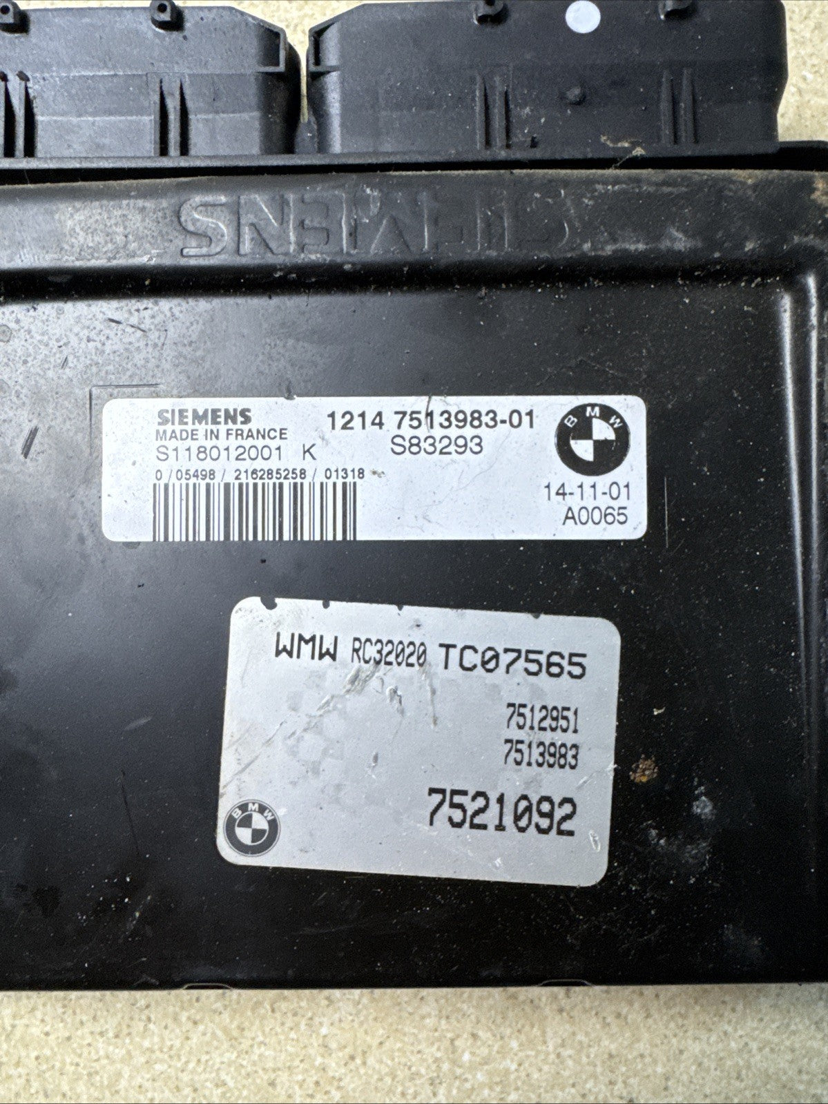 2004 MINI COOPER 1.6 PETROL ENGINE ECU 7521092 7513983