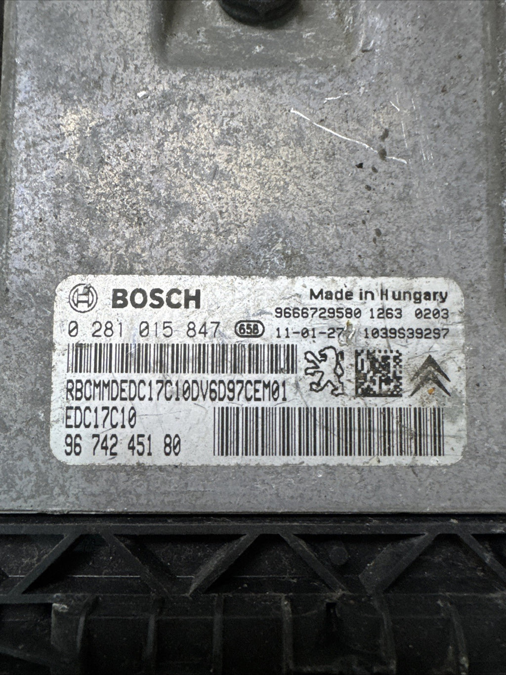 CITROEN C3 PICASSO 2011 1.6 HDI ENGINE CONTROL UNIT ECU 9674245180 0281015847