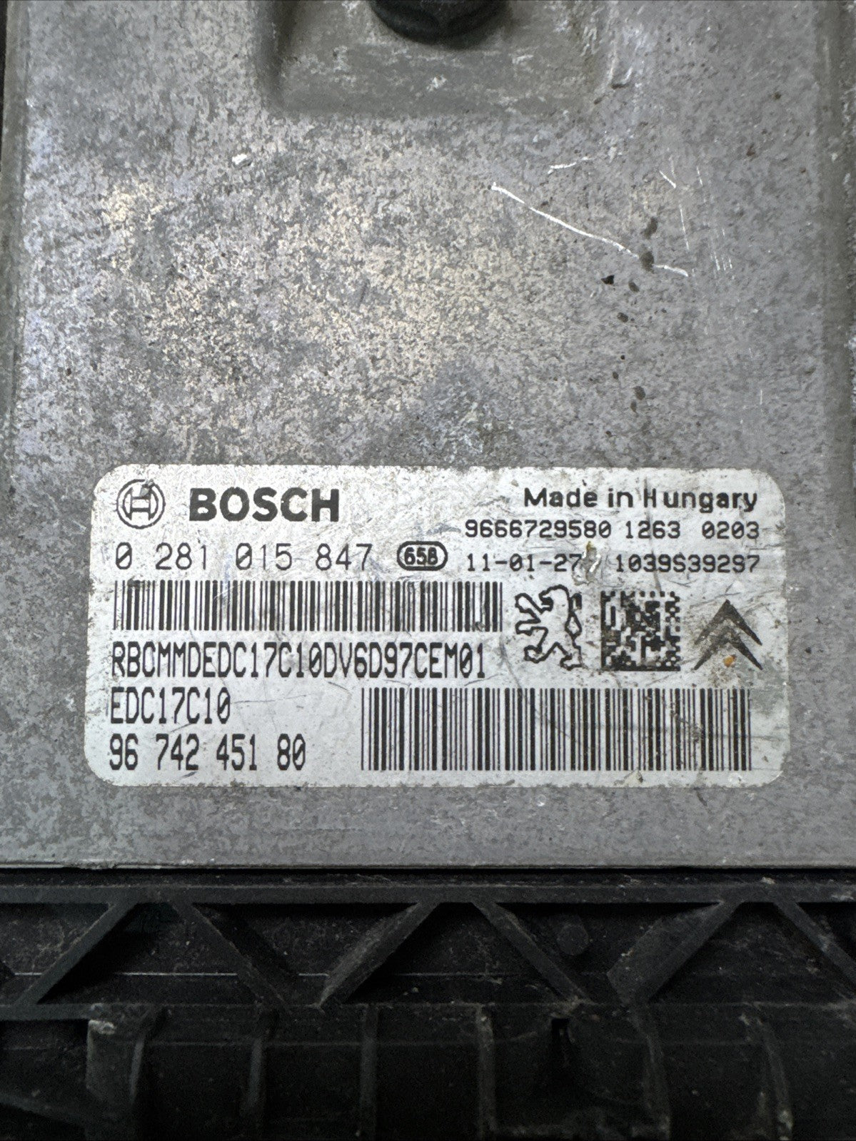 CITROEN C3 PICASSO 2011 1.6 HDI ENGINE CONTROL UNIT ECU 9674245180 0281015847