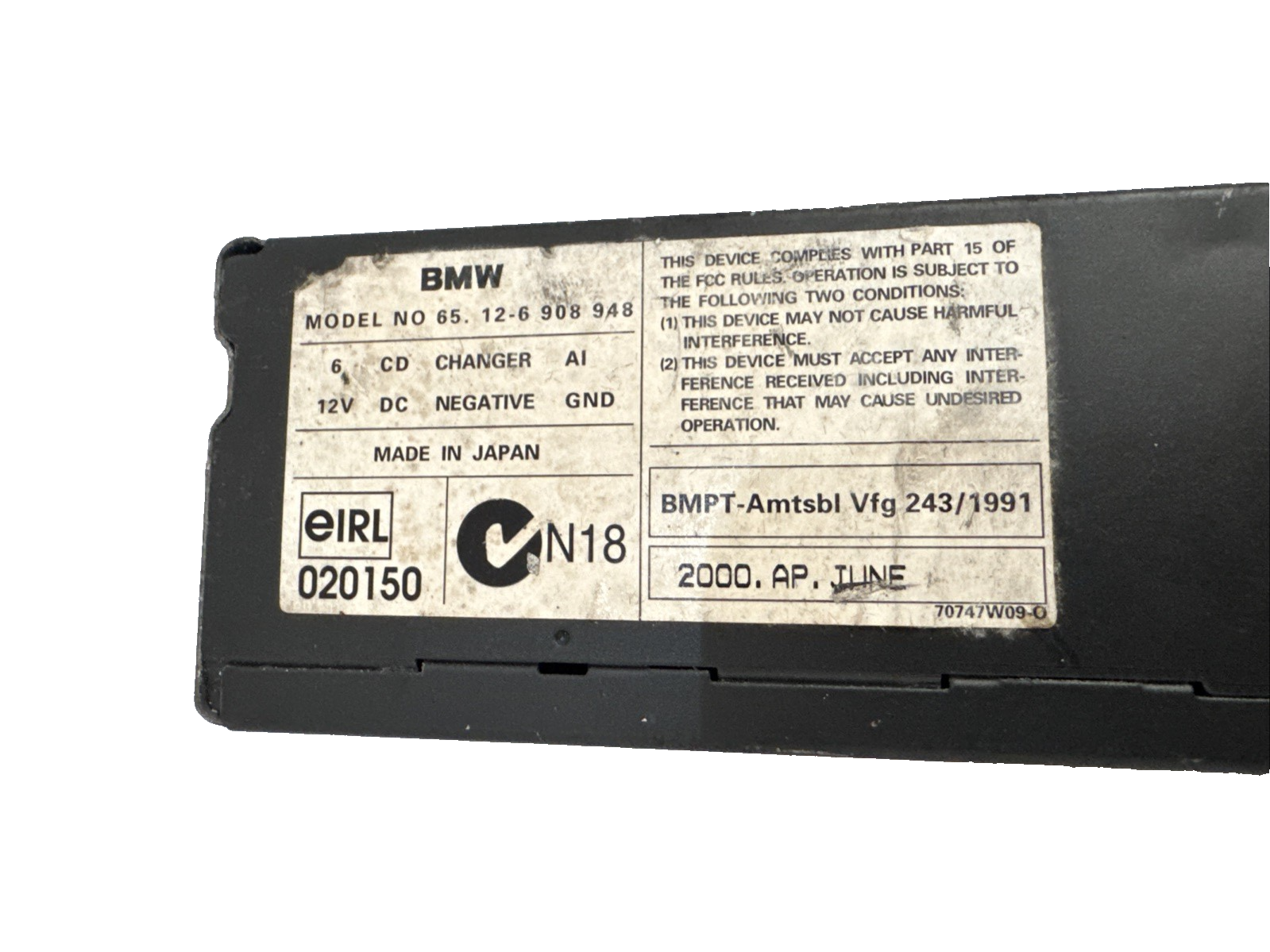 BMW 3 5 X5'ies E46 E39 E53 AUDIO CD CHANGER COMPLETE MAGAZINE 6 DISC BOX 6908948