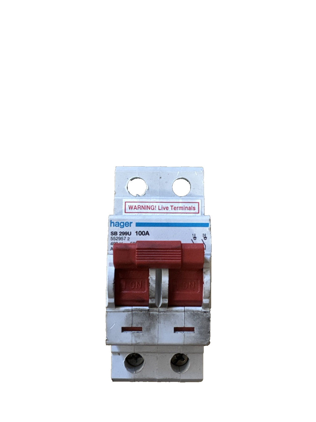 HAGER SB 299U 552957 2 100A AC22A SB299U DP IEC 947-3 MAIN SWITCH ISOLATOR