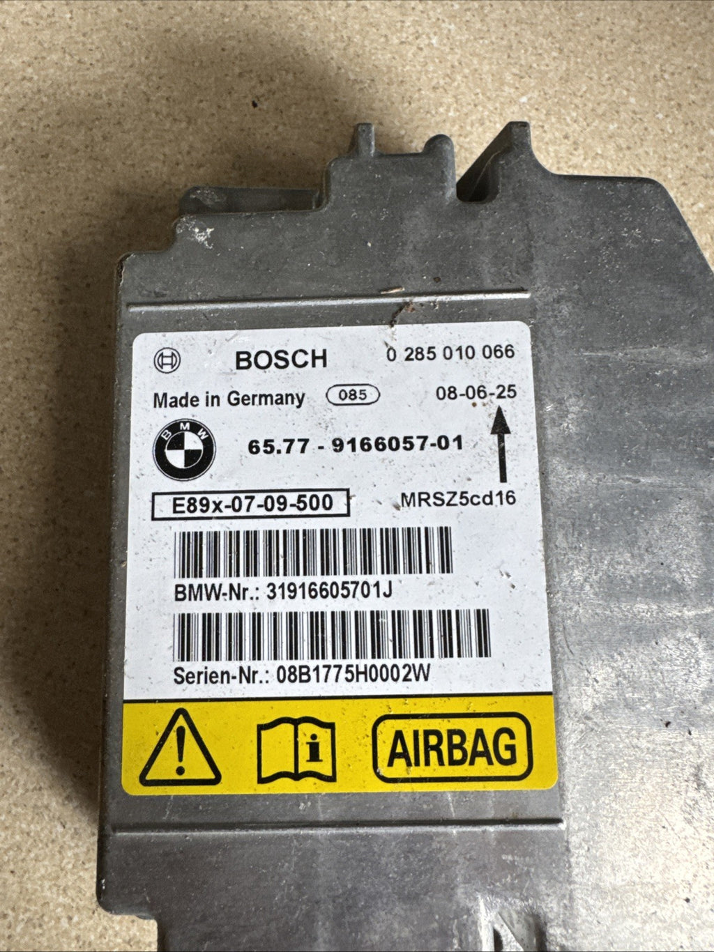 BMW 1 SERIES F20 AIRBAG CONTROL MODULE 0285010066 2011 TO 2014