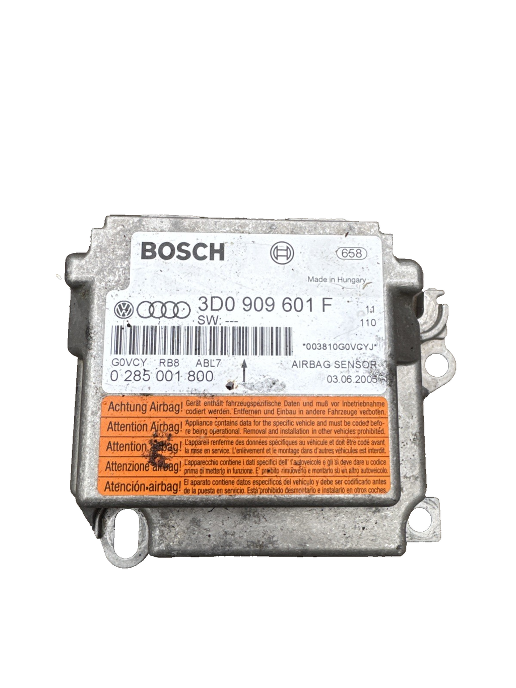 2005 VOLKSWAGEN TOUAREG AIRBAG CONTROL MODULE 3D0909601F