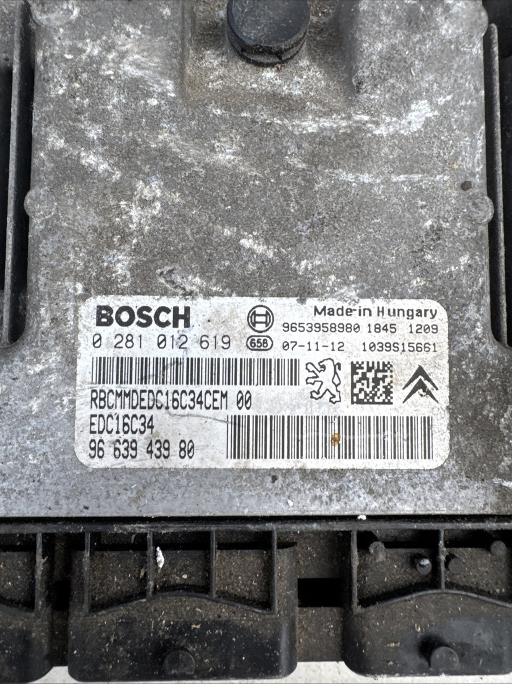 9663943980 PEUGEOT 1.6 HDI Bosch 0281012619 Engine ECU CITROEN