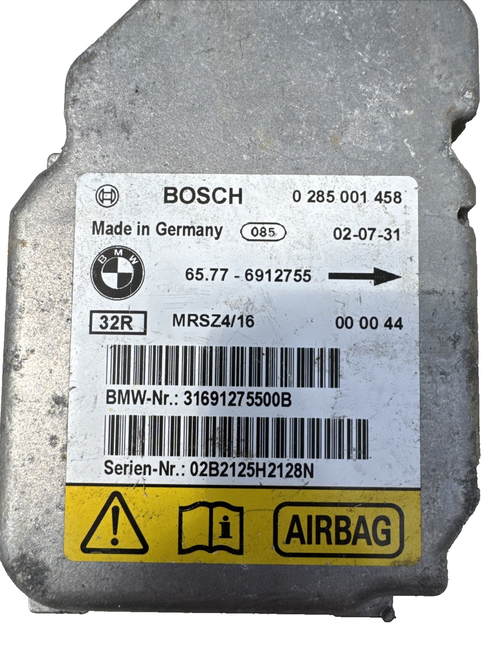 2003 BMW 3 SERIES E46 SRS CONTROL MODULE 6912755