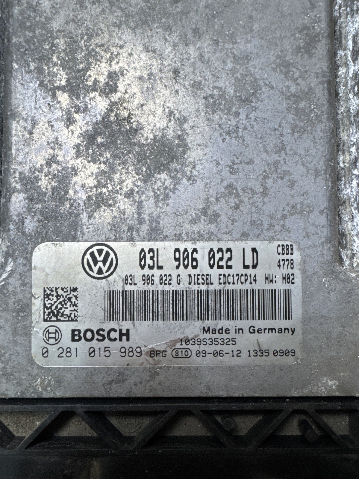 2010 VOLKSWAGEN GOLF MK6 2.0 ENGINE CONTROL UNIT 03L906022LD