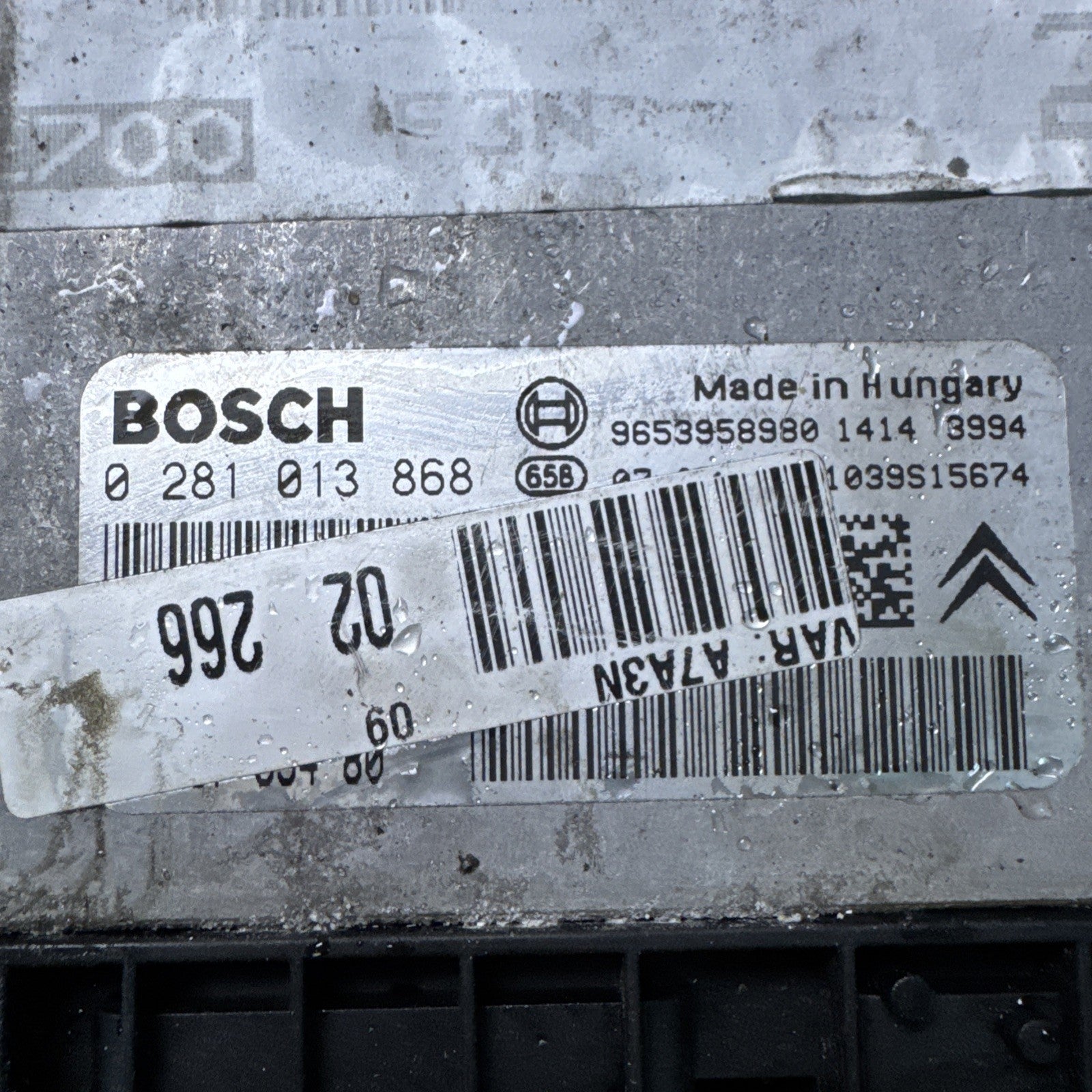 PEUGEOT 207 2007 1.6L DIESEL ENGINE CONTROL UNIT  ECU 0281013868 9653958980