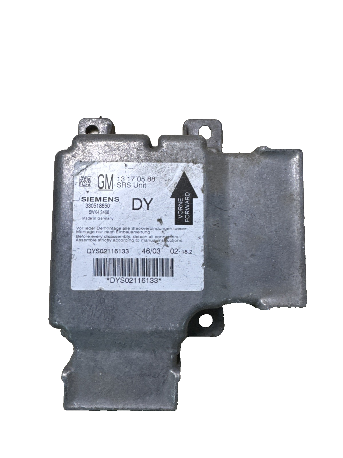 VAUXHALL VECTRA C 2004 AIRBAG ECU MODULE 13170588 / DY / 330518650 TESTED