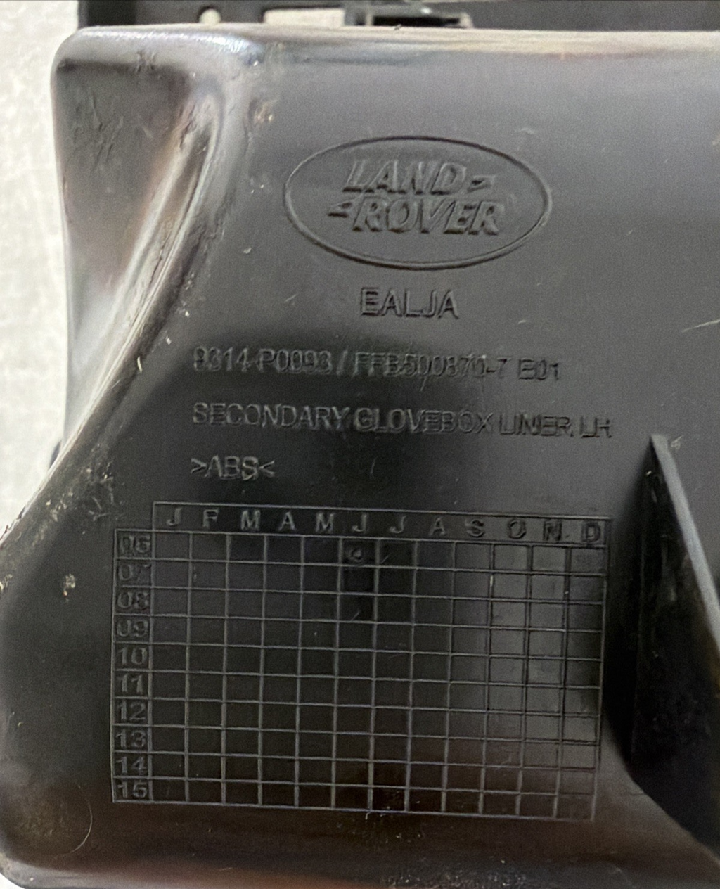 RANGE ROVER VOGUE L322 06-12 UPPER GLOVE COMPARTMENT LINER BLACK PVC FFB500870