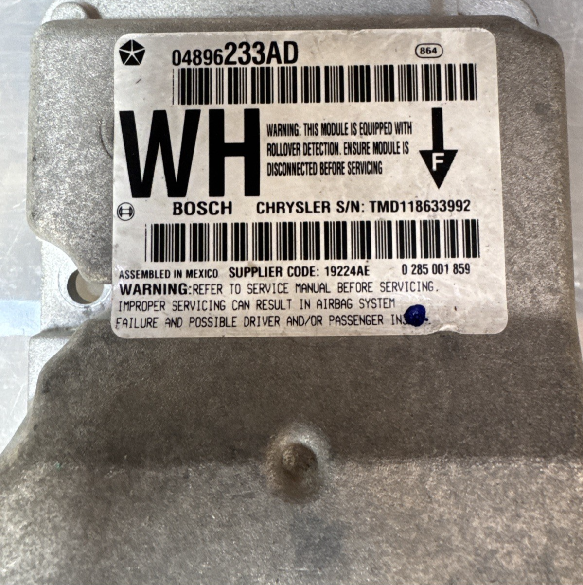 JEEP GRAND CHEROKEE WK AIRBAG ECU 04896233AD