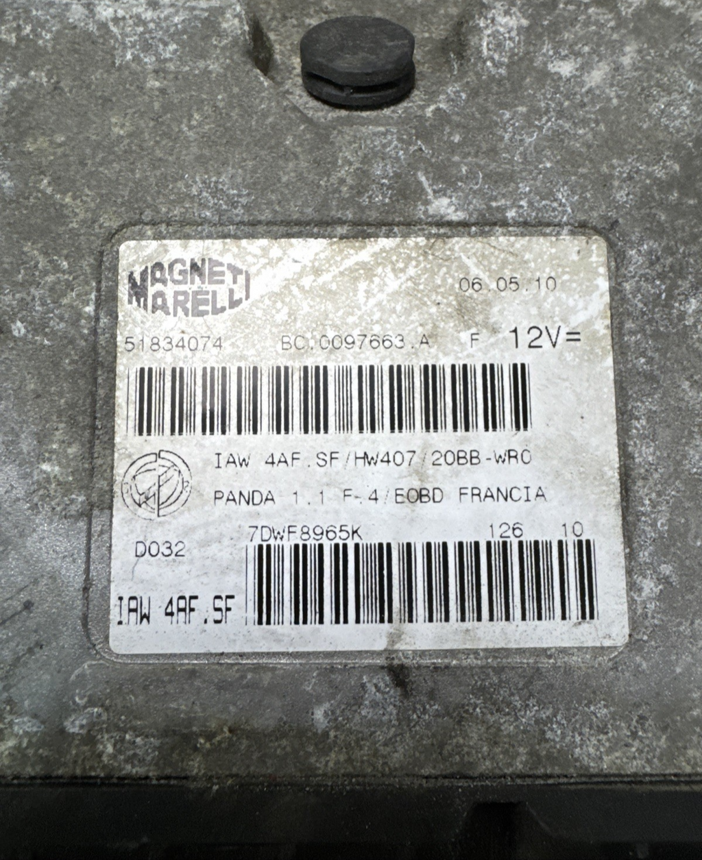 2009 FIAT PANDA ENGINE ECU 1.1 PETROL 187A1.000 51834074