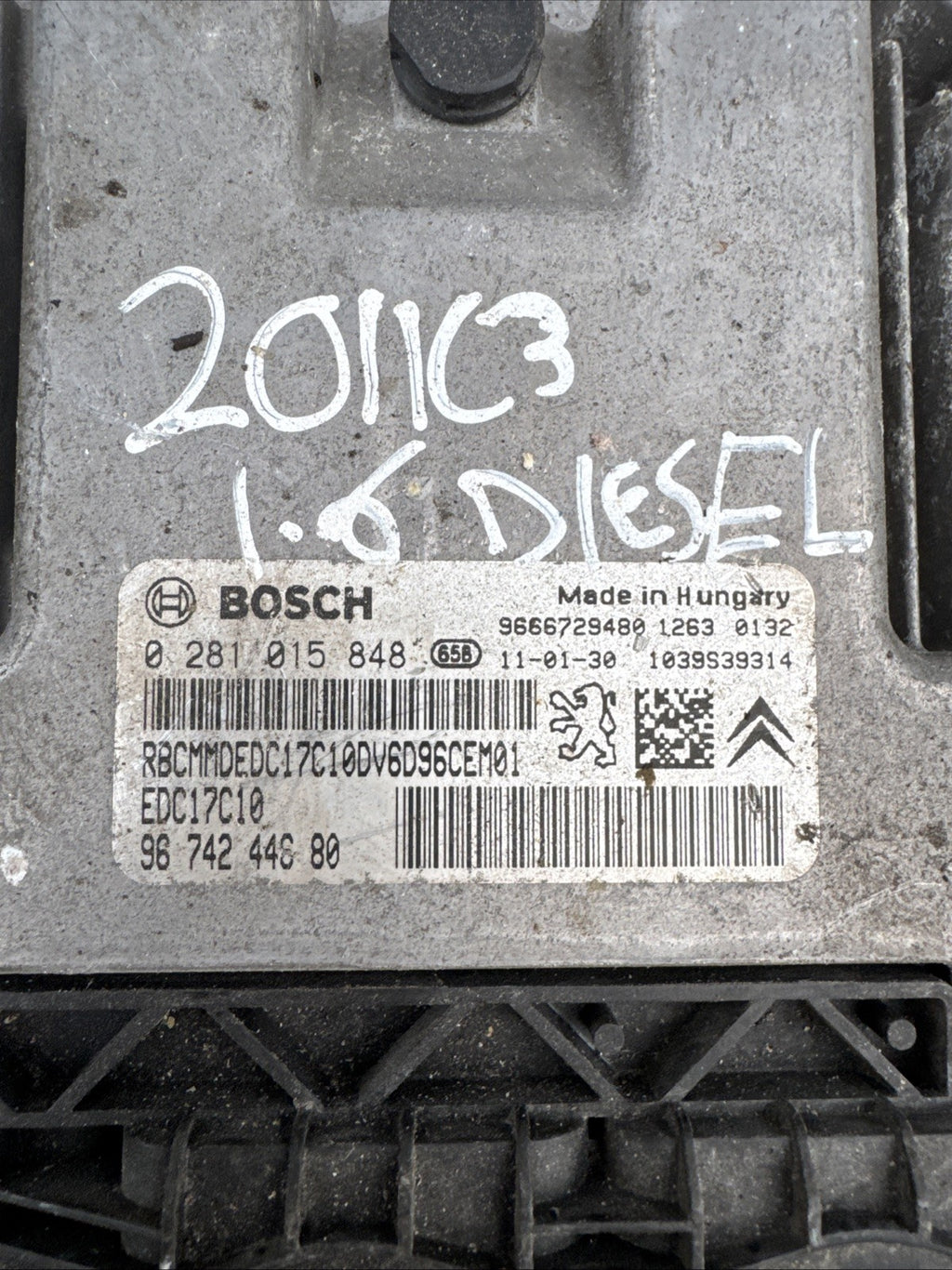 CITROEN DS3 1.6 HDI ENGINE CONTROL UNIT 9674244680 0281015848