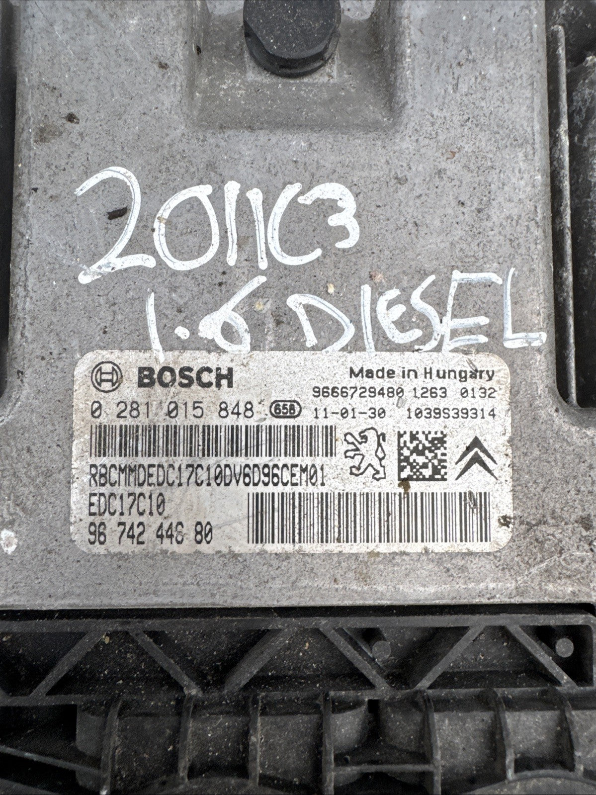 CITROEN DS3 1.6 HDI ENGINE CONTROL UNIT 9674244680 0281015848