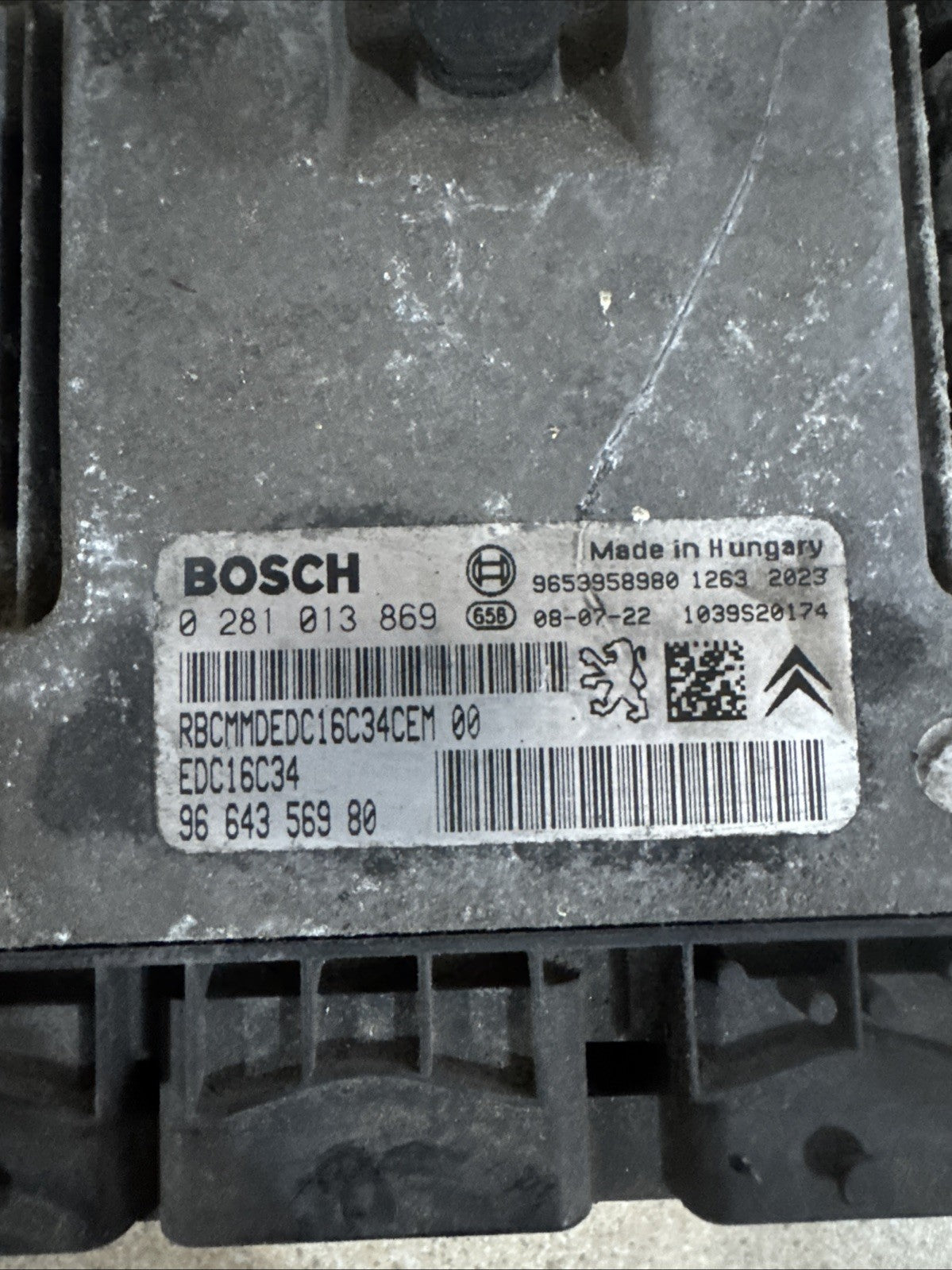 2010 CITROEN DISPATCH ENGINE ECU 1.6 DIESEL 0281013869