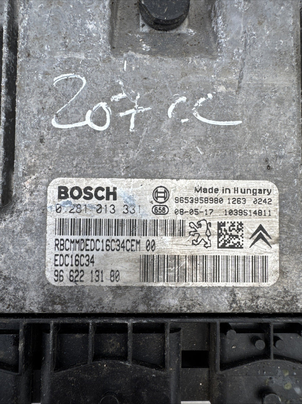 PEUGEOT 207 1.6L Diesel ENGINE CONTROL UNIT ECU 0281013331 9662213180