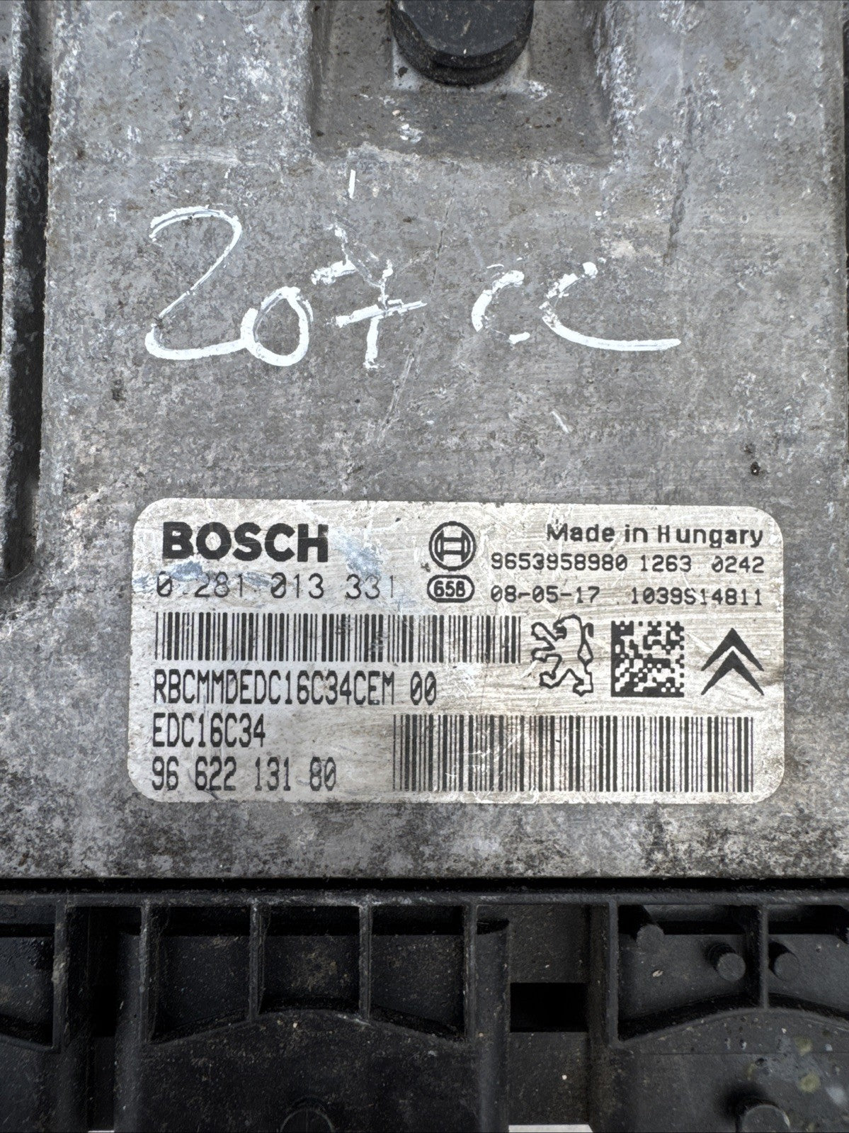 PEUGEOT 207 1.6L Diesel ENGINE CONTROL UNIT ECU 0281013331 9662213180