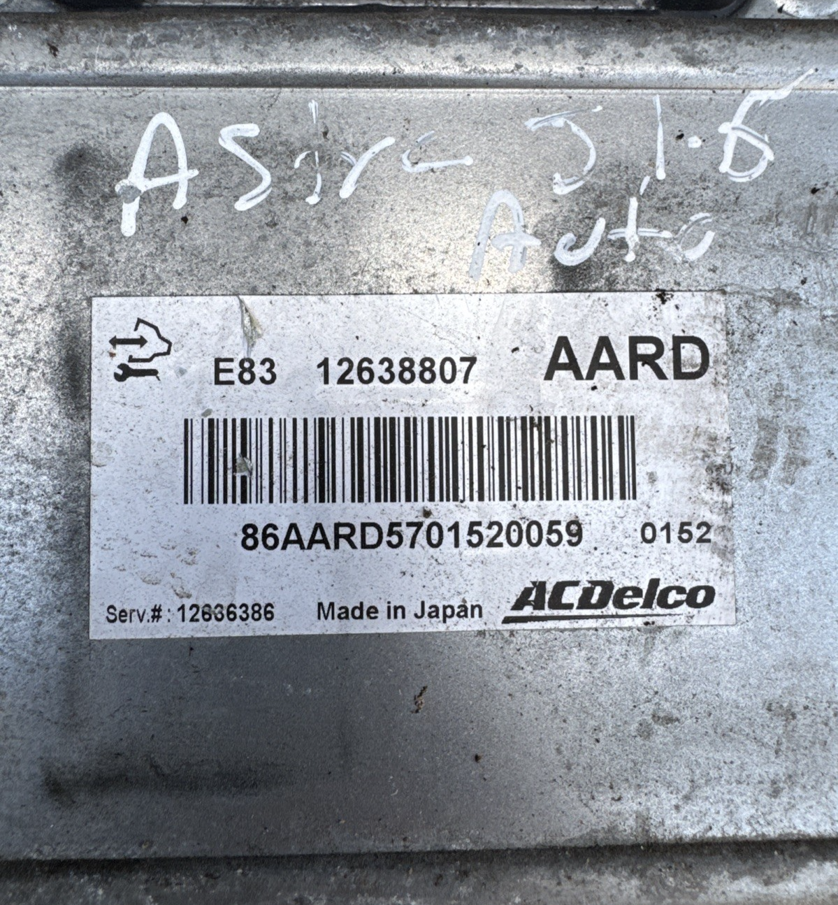 VAUXHALL ASTRA J 1.6 PETROL A16XER ENGINE CONTROL UNIT ECU 12638807
