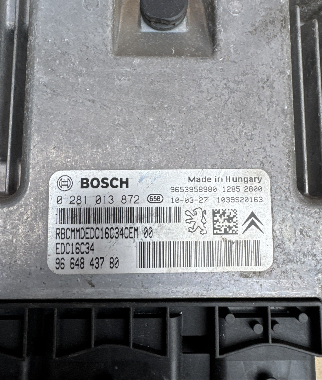2009 PEUGEOT 308 1.6 HDI ENGINE CONTROL UNIT MK1 ECU 0281013872
