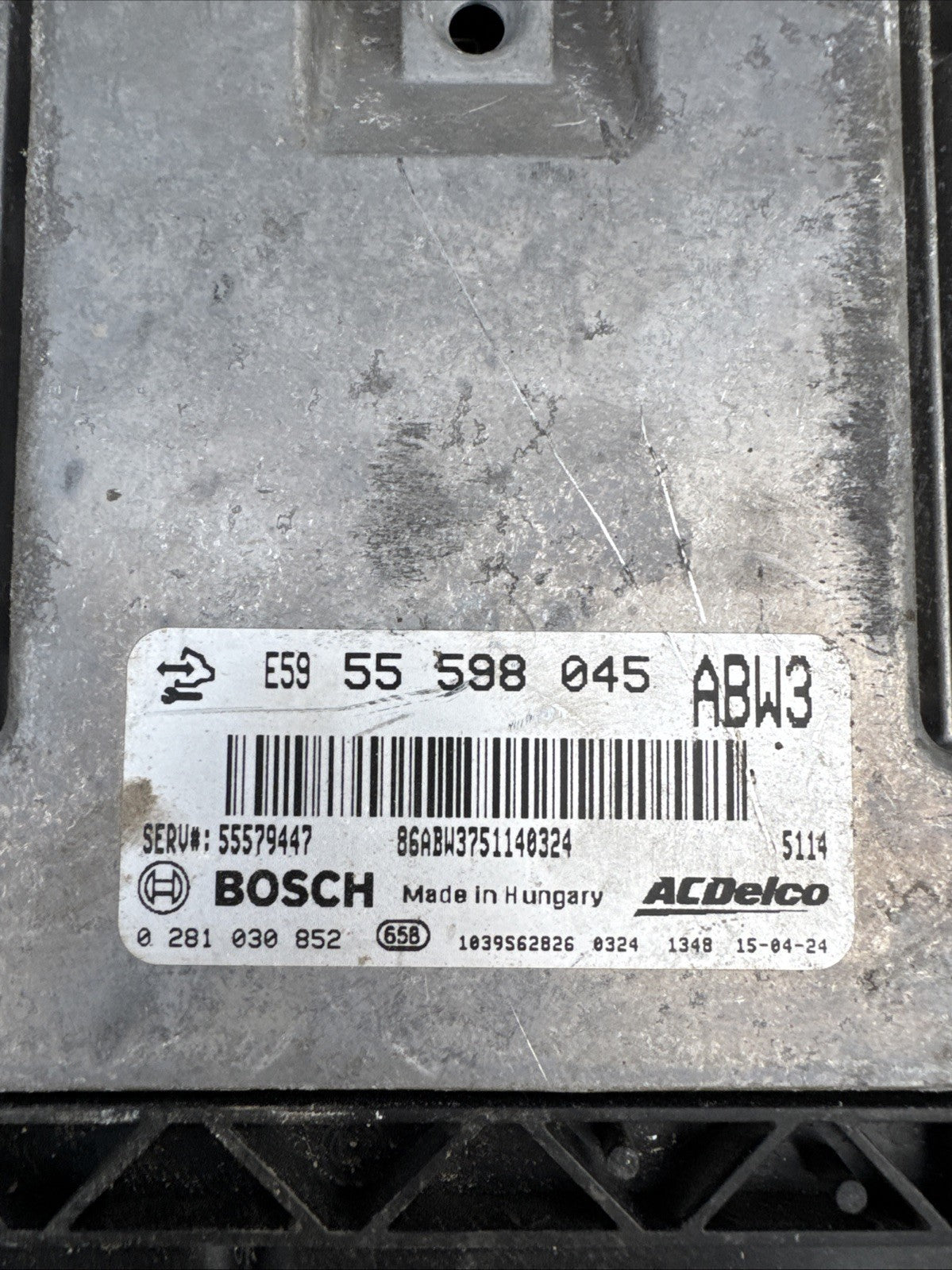 2015 VAUXHALL ASTRA 55598045 ECU 2.0L DIESEL MK6 (J) ENGINE ECU 2.0 DIESEL ENGIN
