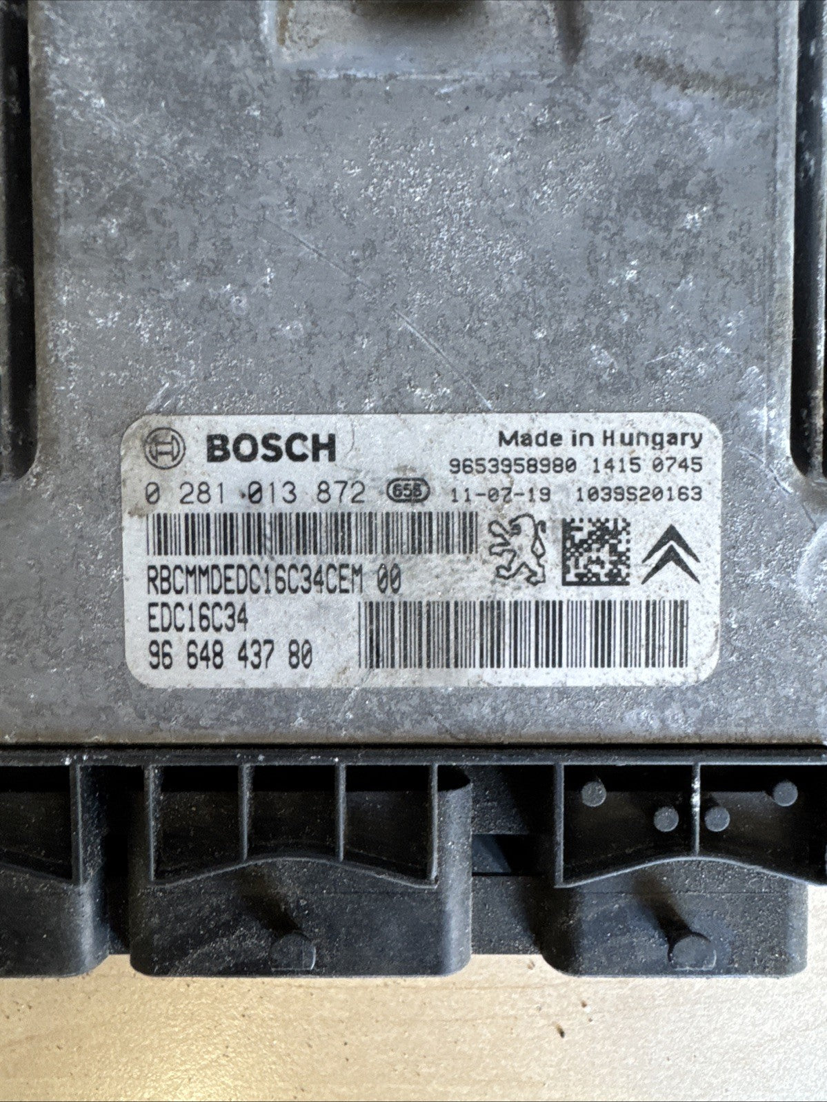 2012 PEUGEOT 308 1.6 HDI DIESEL ENGINE CONTROL UNIT 9664843780