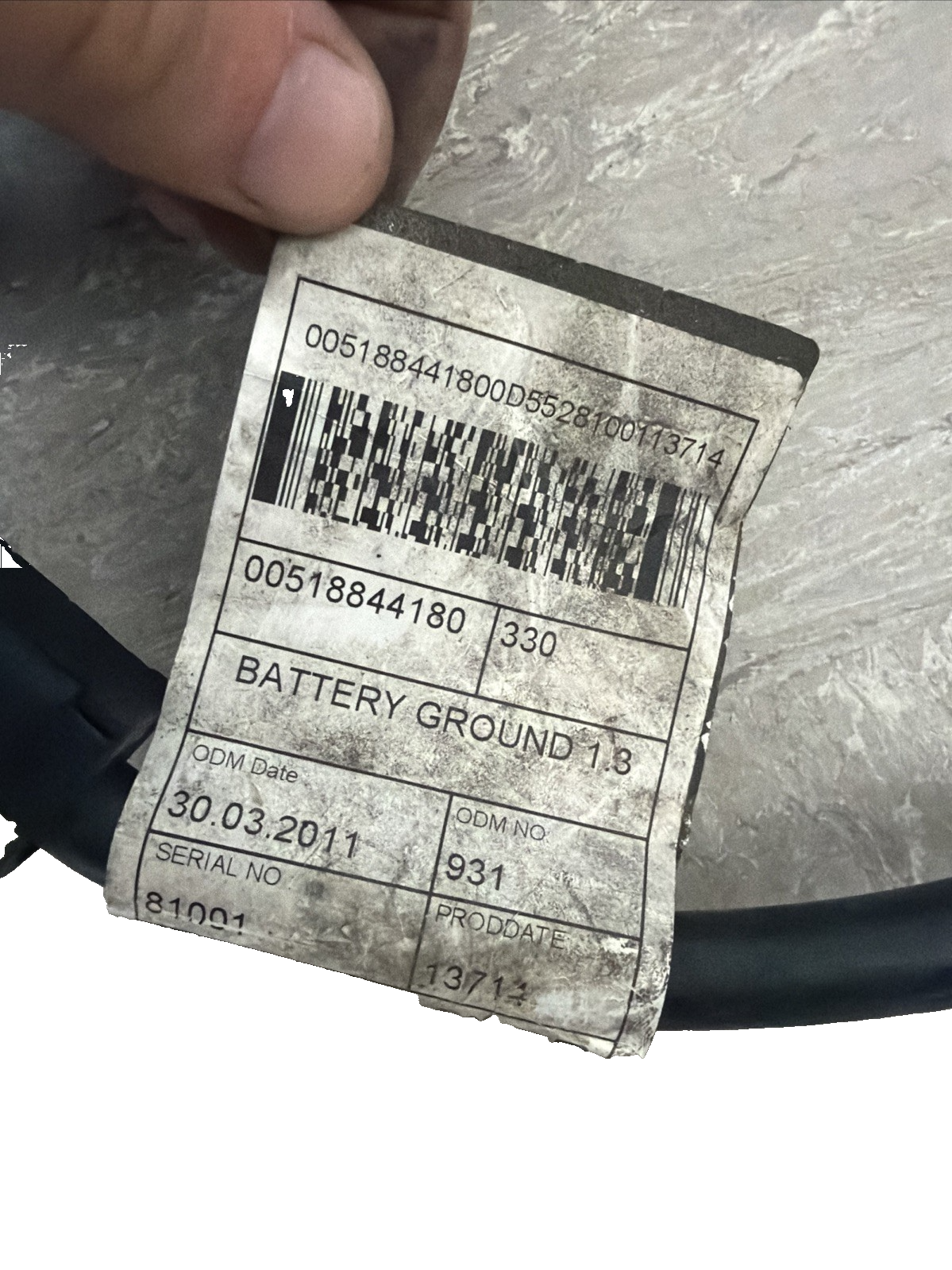 Fiat 500l Battery Wiring Cable 00518844180 Genuine 1.3 M jet 2013 Rhd