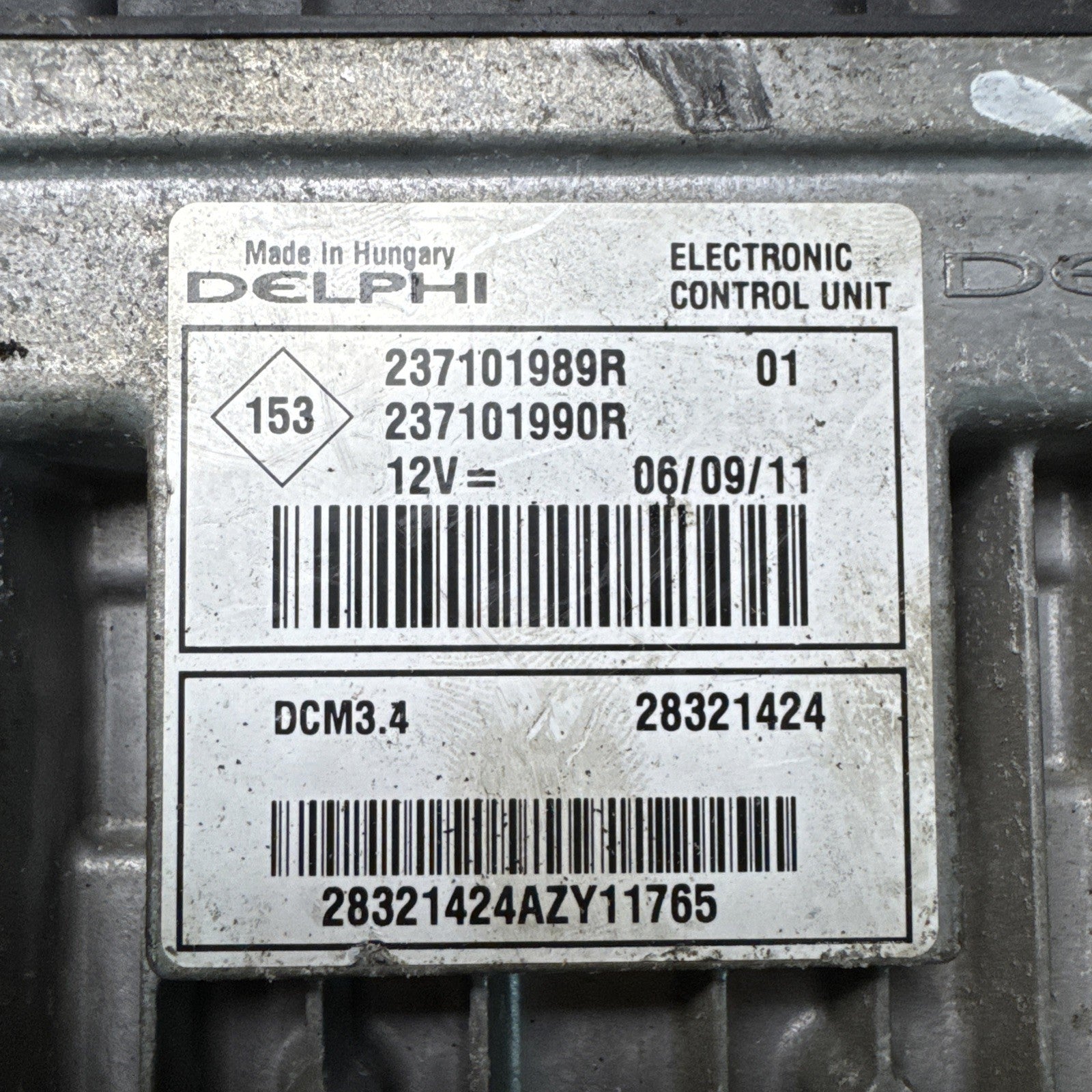 2011 RENAULT CLIO 1.5 ENGINE CONTROL UNIT 237101989R #2