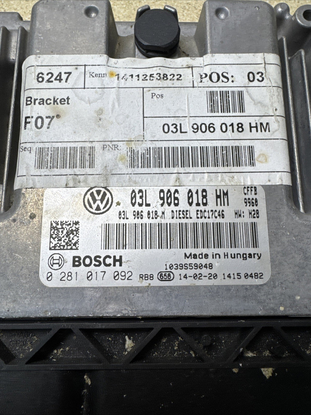SEAT ALHAMBRA 7N S 10-14 ENGINE CONTROL UNIT (ECU) 03L906018HM