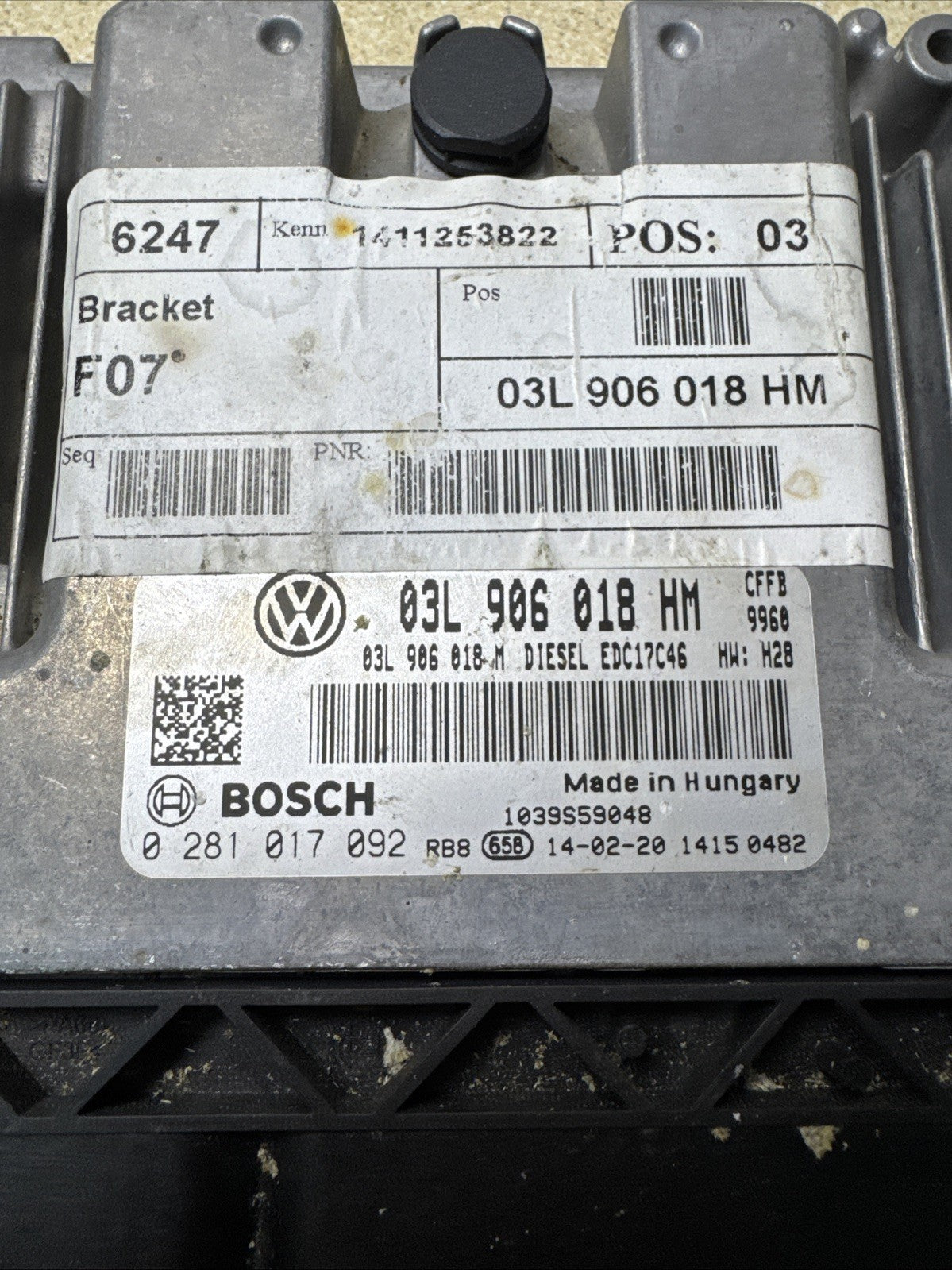 SEAT ALHAMBRA 7N S 10-14 ENGINE CONTROL UNIT (ECU) 03L906018HM