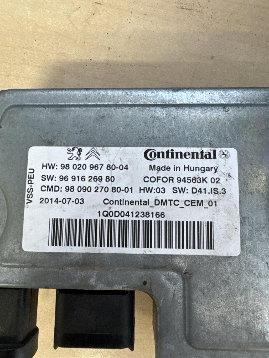 PEUGEOT EXPERT START STOP CONTROL ECU 9802096780 MK3 2016 - 2024