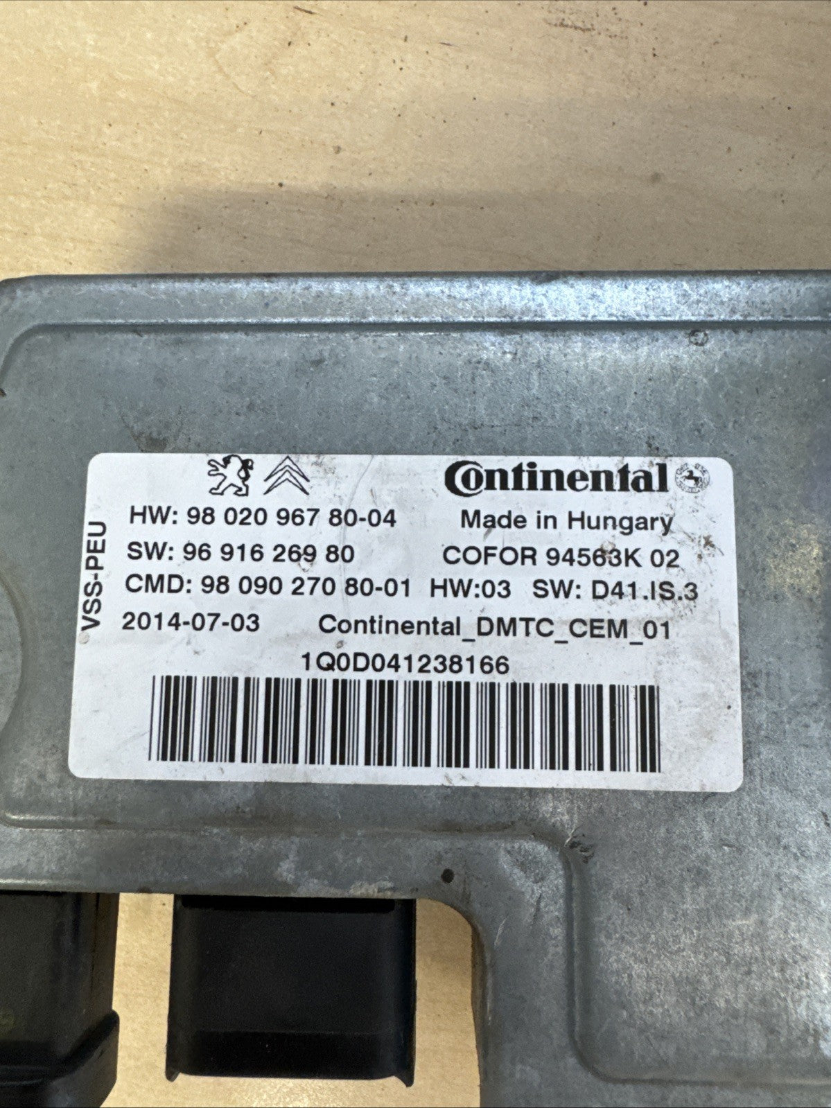 PEUGEOT EXPERT START STOP CONTROL ECU 9802096780 MK3 2016 - 2024